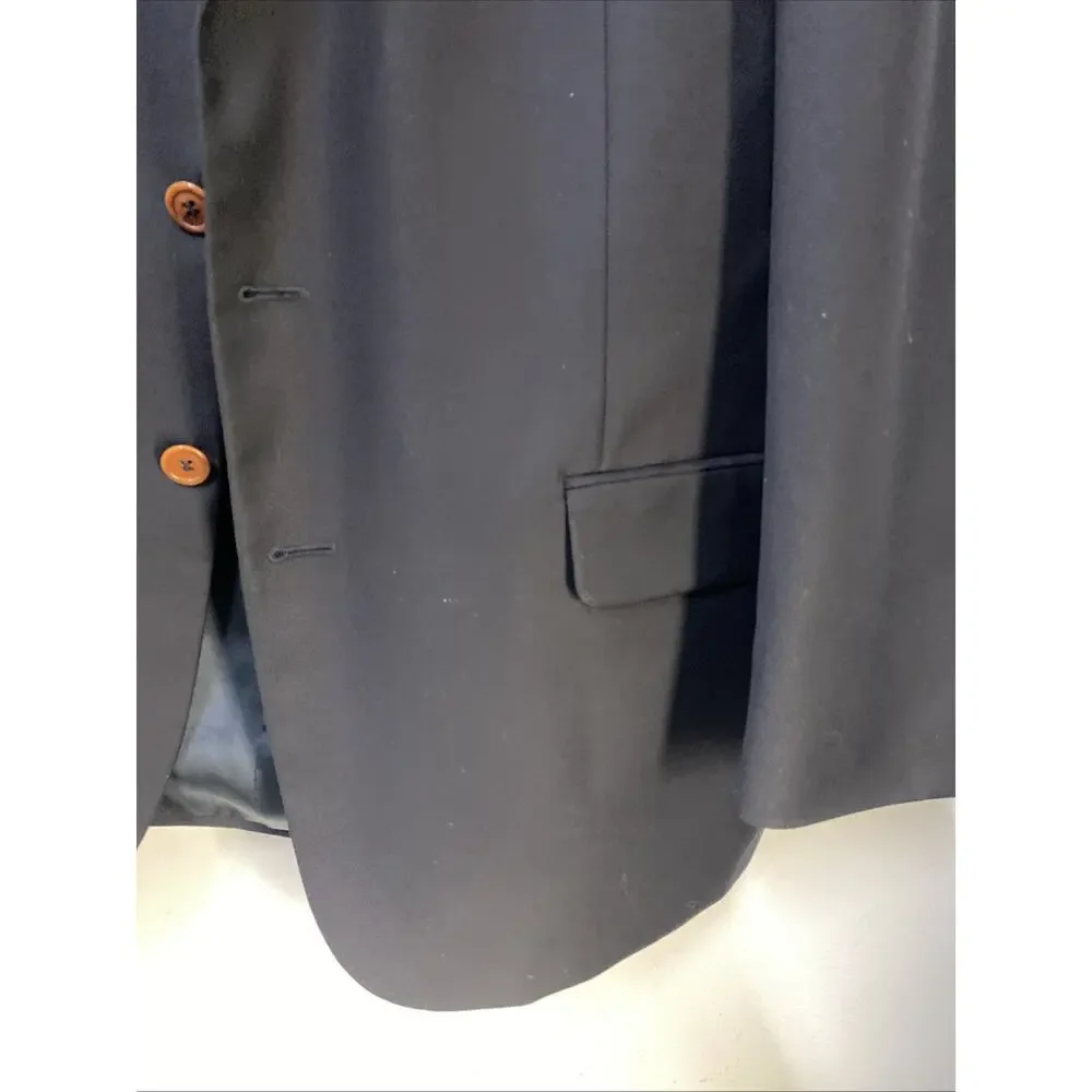 Louis Feraud Mens Suit Jacket Blazer 42 R Black Coat 100% Wool Made in Mex